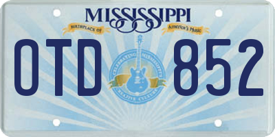 MS license plate OTD852