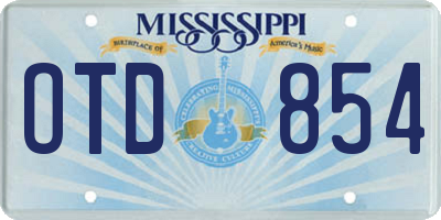 MS license plate OTD854