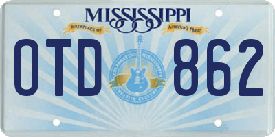 MS license plate OTD862
