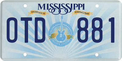 MS license plate OTD881