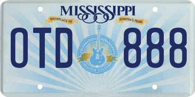 MS license plate OTD888