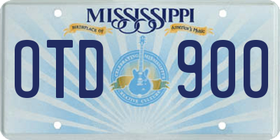 MS license plate OTD900