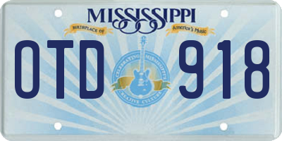 MS license plate OTD918