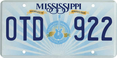 MS license plate OTD922