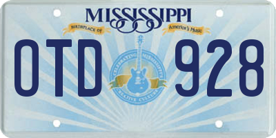 MS license plate OTD928