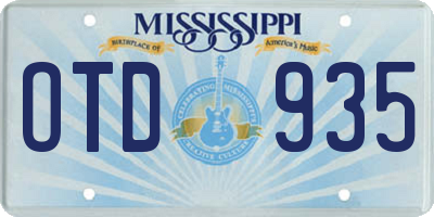 MS license plate OTD935