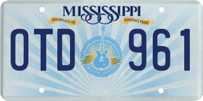 MS license plate OTD961