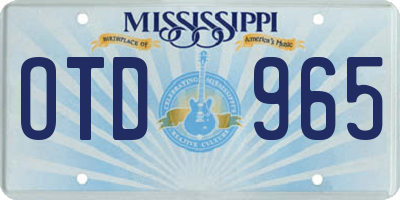 MS license plate OTD965