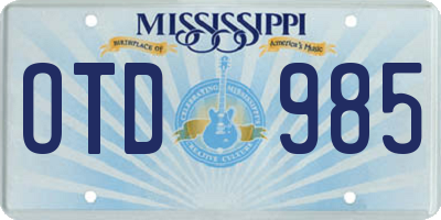 MS license plate OTD985