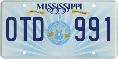MS license plate OTD991