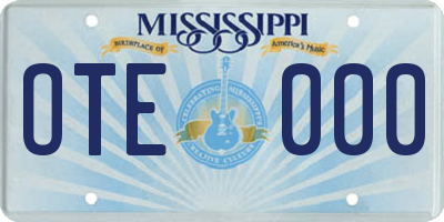 MS license plate OTE000