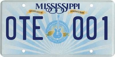 MS license plate OTE001