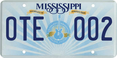MS license plate OTE002