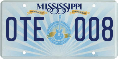 MS license plate OTE008