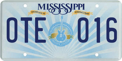 MS license plate OTE016
