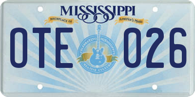 MS license plate OTE026