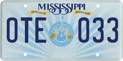 MS license plate OTE033