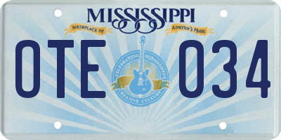 MS license plate OTE034