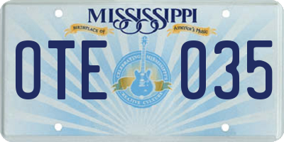 MS license plate OTE035