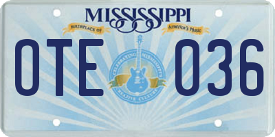 MS license plate OTE036