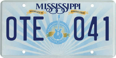 MS license plate OTE041