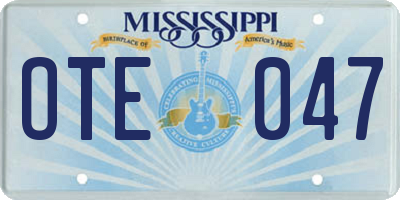 MS license plate OTE047