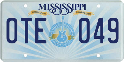 MS license plate OTE049