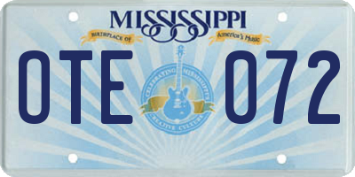 MS license plate OTE072
