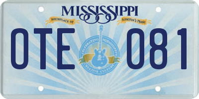 MS license plate OTE081