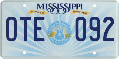 MS license plate OTE092