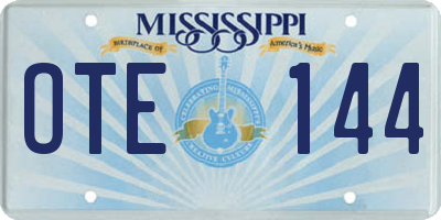 MS license plate OTE144