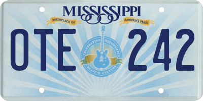 MS license plate OTE242