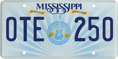 MS license plate OTE250