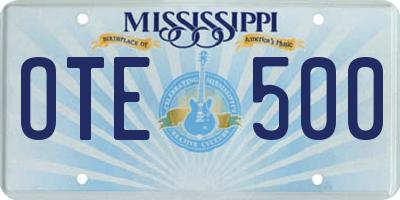 MS license plate OTE500