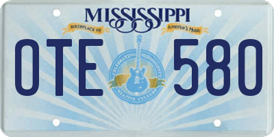 MS license plate OTE580