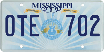 MS license plate OTE702