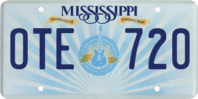 MS license plate OTE720