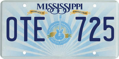MS license plate OTE725