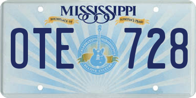 MS license plate OTE728