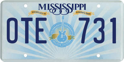 MS license plate OTE731