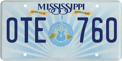MS license plate OTE760