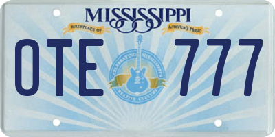 MS license plate OTE777