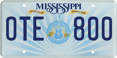 MS license plate OTE800