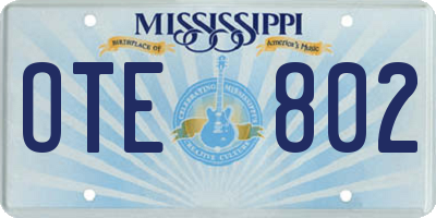 MS license plate OTE802