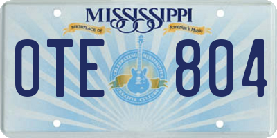 MS license plate OTE804