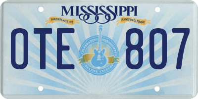 MS license plate OTE807