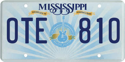 MS license plate OTE810