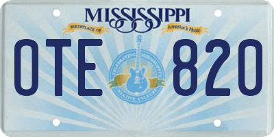 MS license plate OTE820