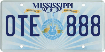 MS license plate OTE888