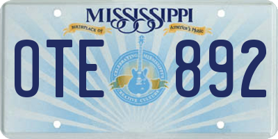 MS license plate OTE892